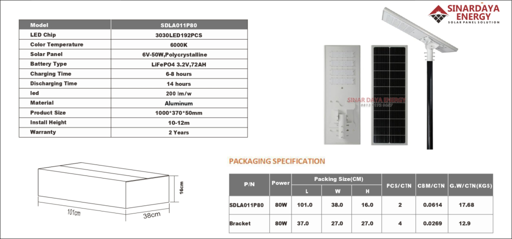 lampu jalan tenaga surya 80watt aio